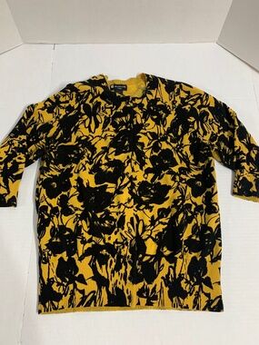 Valerie Bertinelli Gold and Black Cardigan Sweater Size 1X